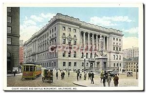 Carte Postale Ancienne Court House And Battle Monument Baltimore Md