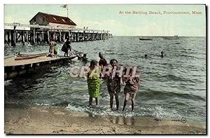 Carte Postale Ancienne At The Bathing Beach Provincetown Mass Enfants