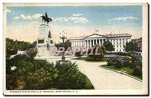 Carte Postale Ancienne Sherman Statue And U S Treasury Washington D C