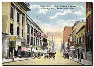 Carte Postale Ancienne Sixth Street From Wabasha Street Looking East Saint Paul Minn Hôtel Clarendon