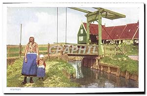 Carte Postale Ancienne Marken Folklore Femme Enfant