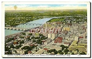 Carte Postale Ancienne Général View Showng New Bridge Over Connecticut River Springfield Mass