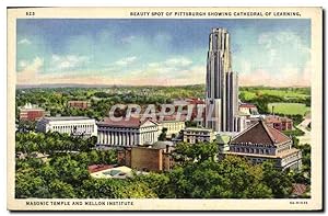 Carte Postale Ancienne Beauty Spot Of Pittsburgh Showing Cathedral Of Learning Masonic Temple and...