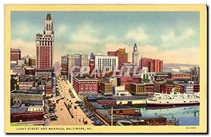 Carte Postale Ancienne Light Street And Wharves Baltimore MD