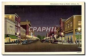 Carte Postale Ancienne Philadelphia Street At Night Indiana Pa
