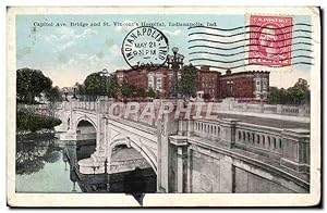 Carte Postale Ancienne Capitol Ave Bridge And St Vincent's Hospital Indidnapolis Ind