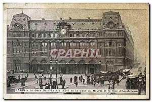 Bild des Verkufers fr Carte Postale Ancienne Paris Gare Saint Lazare Cote de la Cour Du Havre et la rue d'Amsterdam zum Verkauf von CPAPHIL