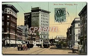 Carte Postale Ancienne Main Street Winnipeg Man Tramway