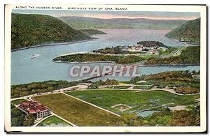 Carte Postale Ancienne Along The Hudson River Bird's Eye View Of Iona Island