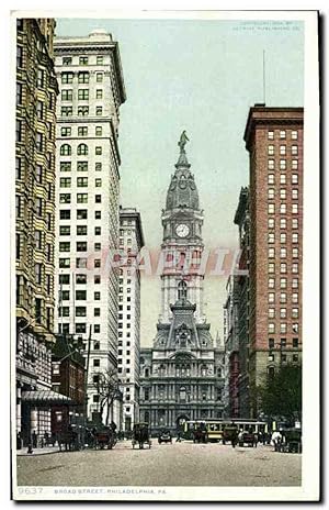 Carte Postale Ancienne Broad Street Philadelphia Pa