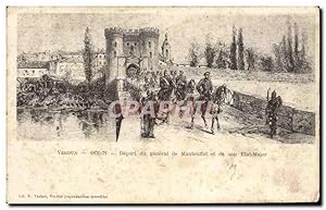 Carte Postale Ancienne Verdun 1870 1871 Deparl du Général de Manteuffel et de son Etat Major Mili...