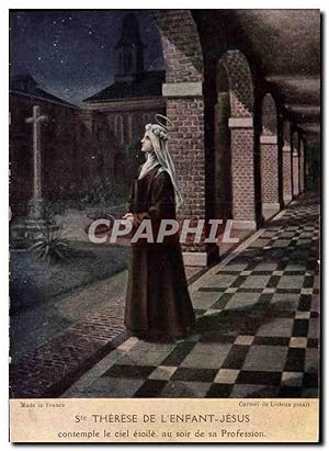 Carte Postale Ancienne Ste Therese De l'Enfant Jesus Contemple Le Ciel Etoîle Au Soir De Sa Profe...