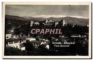 Carte Postale Ancienne Granada Alhambra Vista Général