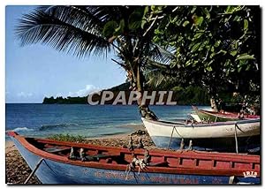 Carte Postale Moderne Guadeloupe Village de Pecheurs Bateau Je reviens a nouveau