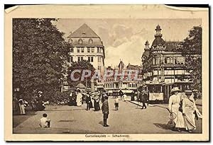 Carte Postale Ancienne Dusseldorf Corneliusplatz Schadowstr Tramway Tennis