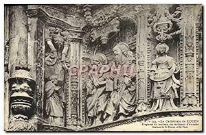 Bild des Verkufers fr Carte Postale Ancienne Rouen La Cathdrale Fragment du tombeau des cardinaux d'Amboise Statues de St Pierre et de St Paul zum Verkauf von CPAPHIL