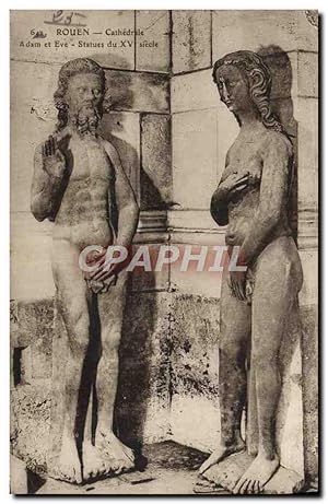 Bild des Verkufers fr Carte Postale Ancienne Rouen Cathdrale Adam et Eve zum Verkauf von CPAPHIL