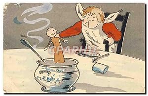 Seller image for Carte Postale Ancienne Fantaisie Humour Enfant jouant avec sa soupe for sale by CPAPHIL
