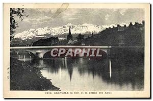 Carte Postale Ancienne Grenoble la nuit et la Chaine des Alpes