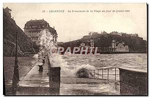 Bild des Verkufers fr Carte Postale Ancienne Granville La Promenade de la Plage Un Jour de grand vent zum Verkauf von CPAPHIL