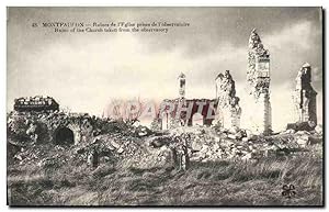 Carte Postale Ancienne Montfaucon Ruines de L'Eglise Prise de l'observatoire Militaria