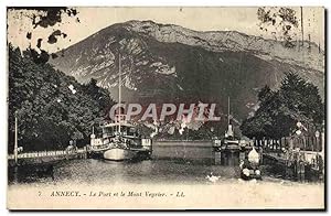 Carte Postale Ancienne Annecy Le Port et le Mont Veyrier Bateau