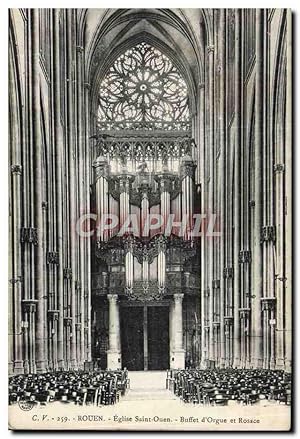 Carte Postale Ancienne Rouen Eglise Saint Ouen Buffet d'orgues et rosace