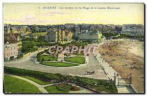 Carte Postale Ancienne Biarritz Les Jardins De La Plage Et Le Casino Municipal