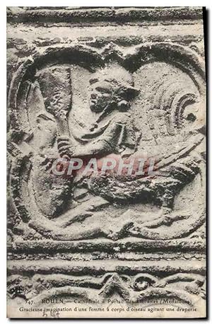 Carte Postale Ancienne Rouen Cathédrale Portail des Libraires Medaillons Gracieuse imagination d'...