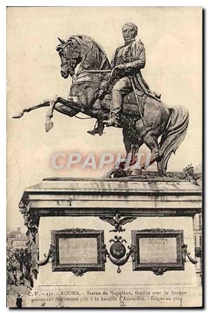 Bild des Verkufers fr Carte Postale Ancienne Rouen Satue de Napoleon 1er fondue avec le bronze provenant des canons pris a la bataille d'Austerlitz zum Verkauf von CPAPHIL