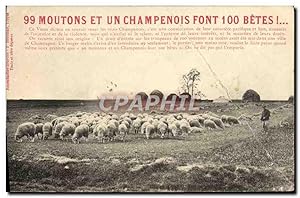 Imagen del vendedor de Carte Postale Ancienne 99 Moutons Et Un Champenois Font 100 betes a la venta por CPAPHIL