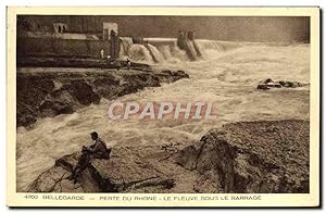 Carte Postale Ancienne Bellegarde Perte du Rhone Le fleuve sous le barrage