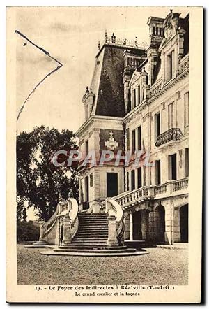 Carte Postale Ancienne Le Foyer des Indirectes a Realville Le grand escalier et la façade
