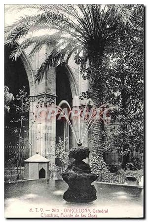 Carte Postale Ancienne Barcelona Catedral Claustros Fuente de las Ocas