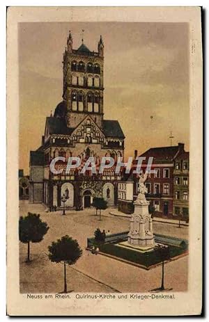 Carte Postale Ancienne Neuss am Rhein Quirinus Kirche und Krieger Denkmal