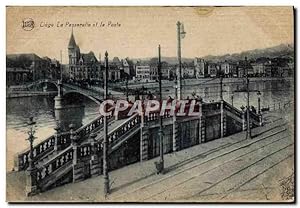 Carte Postale Ancienne Liege La Passerelle et la Poste