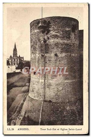 Carte Postale Ancienne Angers Tour Sud Est et Eglise Saint Laud