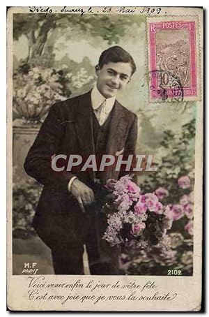 Bild des Verkufers fr Carte Postale Ancienne Fantaisie Homme Timbre Diego Suarez Madagascar zum Verkauf von CPAPHIL