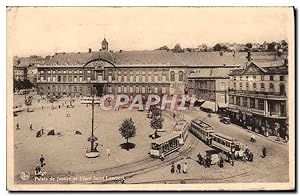 Carte Postale Ancienne Liege Palais de Justice et Place Saint Lambert Tramway