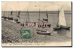 Carte Postale Ancienne Saint Valery sur Somme La Digue Bateaux