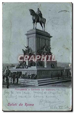 Imagen del vendedor de Carte Postale Ancienne Saluti Da Roma Monumento a Garibaldi sui Gianicolo a la venta por CPAPHIL