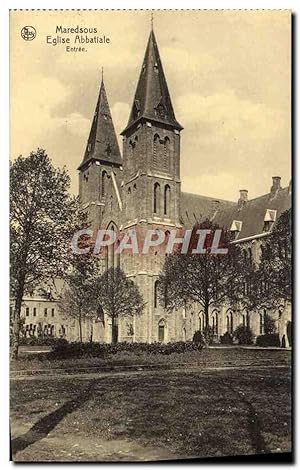 Carte Postale Ancienne Maredsous Eglise abbatiale Entrée