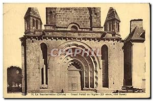 Carte Postale Ancienne La Souterraine Grand Portail De I'Eglise