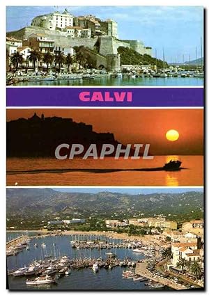 Carte Postale Moderne Calvi La Citadelle Coucher de Soleil Le Port