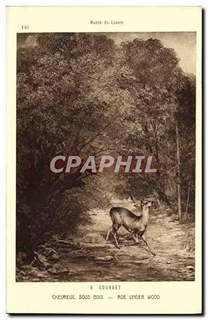 Bild des Verkufers fr Carte Postale Ancienne Musee Du Louvre Courbet Chevreuil sous bois zum Verkauf von CPAPHIL