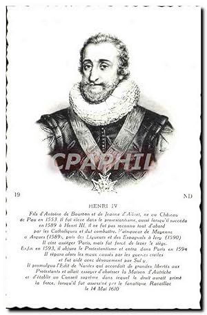 Seller image for Carte Postale Ancienne Henri IV Fils D'Antoine De Bourbon et de Jeanne d'Ailvret for sale by CPAPHIL