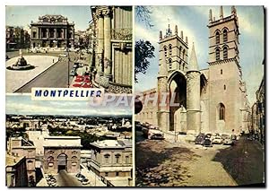 Carte Postale Moderne Montpellier Place de la Comedie et théâtre Arc de Triomphe et château d'eau...
