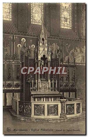 Carte Postale Ancienne Maredsous Eglise Abbatiale Autel de Saint Benoit