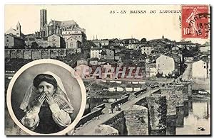 Carte Postale Ancienne Un baiser du Limousin Folklore Enfant limoges