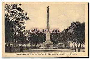 Carte Postale Ancienne Luxembourg Place De La Constitution Avec Monument Du Souvenir